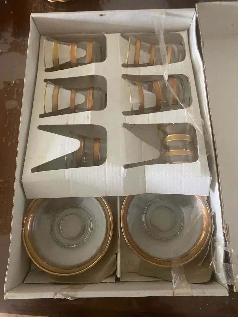 Paşabahçe Versailles Gold Collection Turkish Tea Glasses and Saucers Set